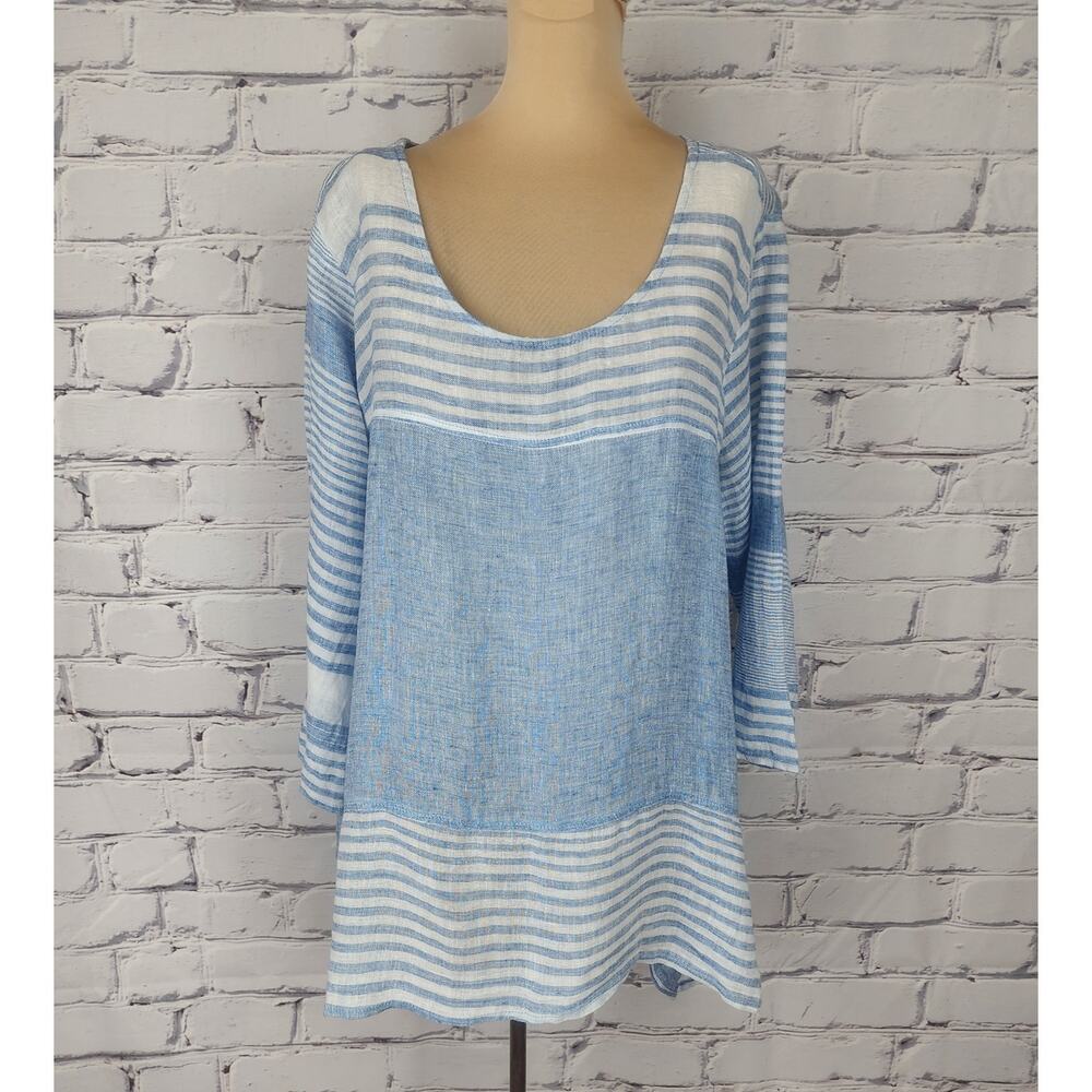 Sartoria Saracena Top Womens 2X 100% Linen Coastal Beachy Lagenlook lightweight